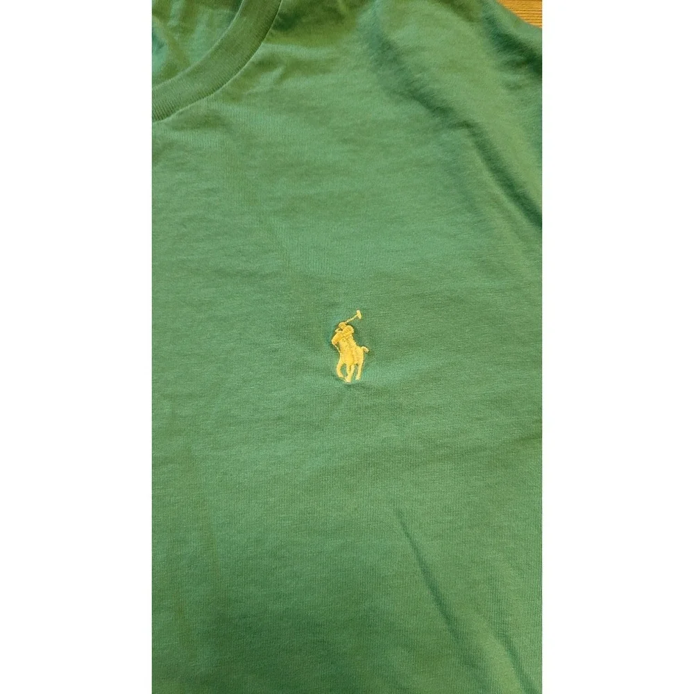 Polo‎ Ralph Lauren Long Sleeve Shirt Mens M Cotton Green Embroidered Logo FLAW